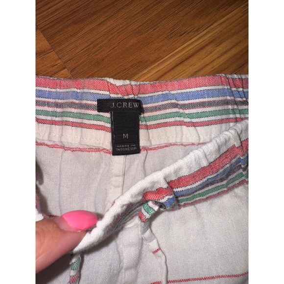 J. Crew Women's Striped Drawstring Shorts Casual White Red Blue Green M - Picture 3 of 3